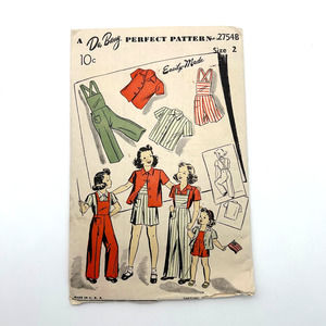 DuBarry Vintage‎ 50's? Pattern #2754B Girl Blouse & Overalls Size 2 HTF RARE